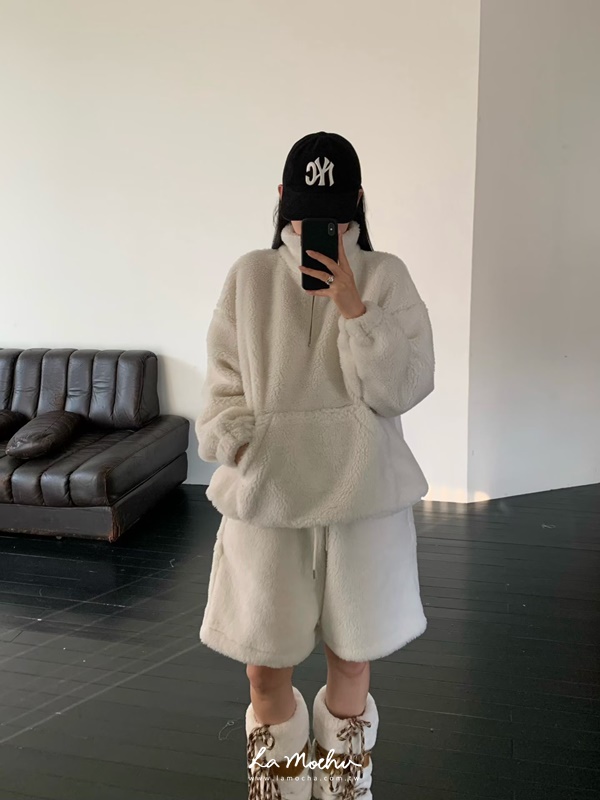 立領羔毛口袋保暖上衣